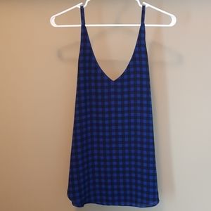 Kismet blue and black checked tank top